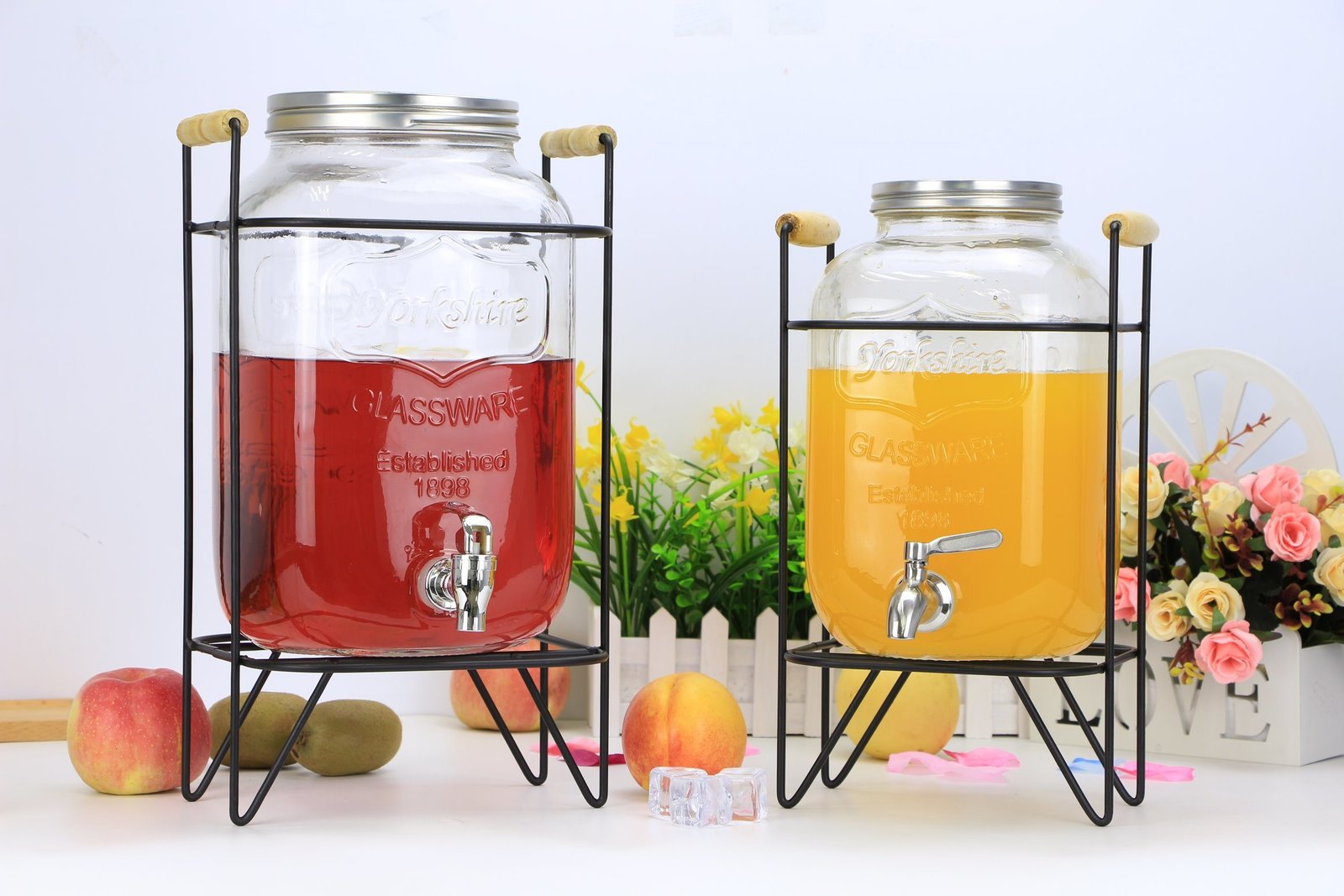 Glass juice dispenser with stand with handle 4L and 8L - from   Order now and get it delivered to your doorstep